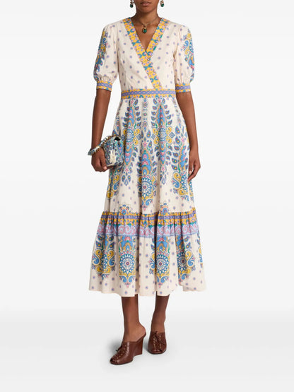 Paisley-Print Midi Dress