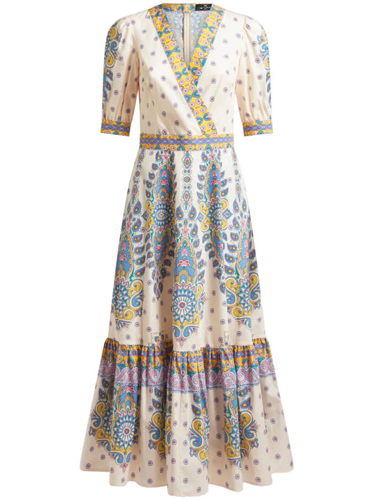 Paisley-Print Midi Dress