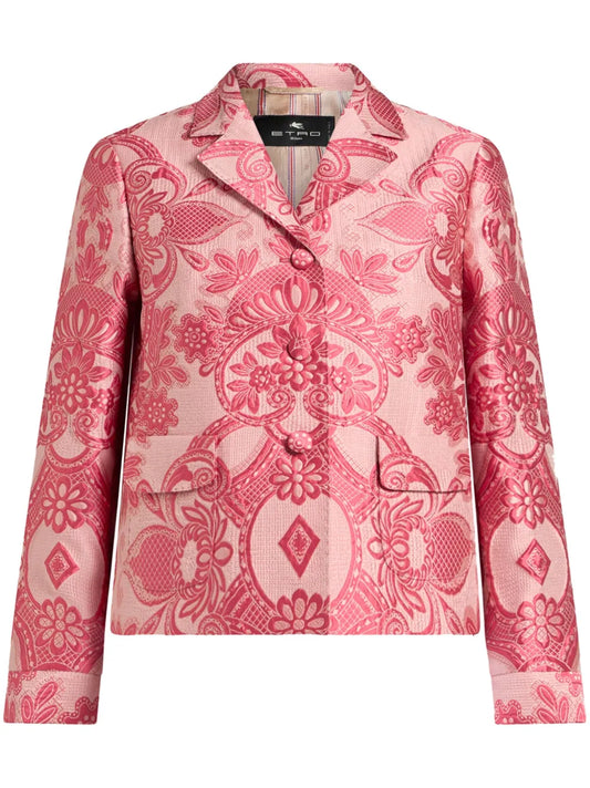 Floral Brocade-Effect Jacket