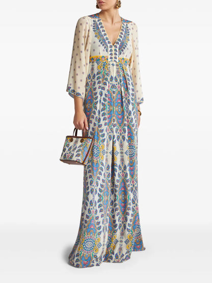 Paisley-Print Maxi Dress
