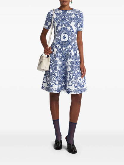Patterned-Jacquard Mini Dress