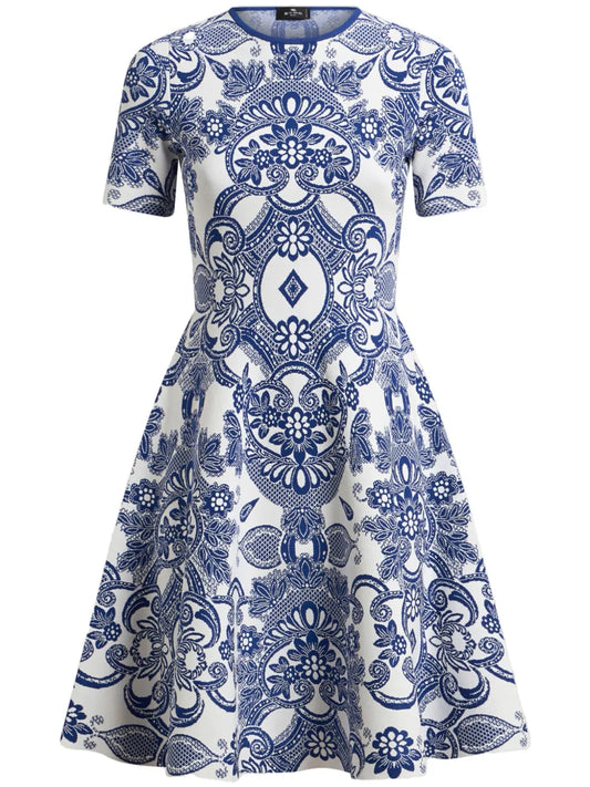 Patterned-Jacquard Mini Dress