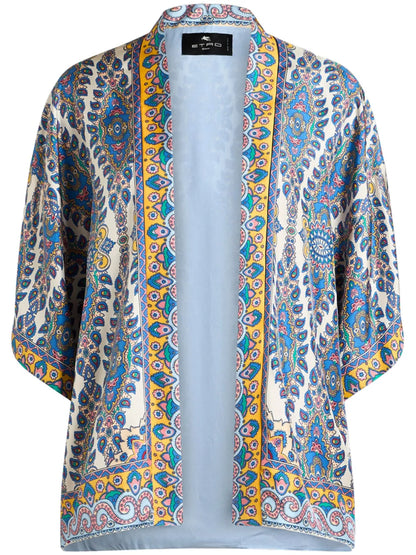 Paisley-Print Silk Robe Jacket