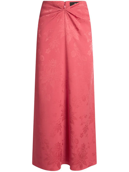 Floral-Jacquard Midi Skirt