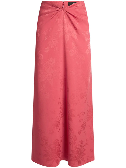 Floral-Jacquard Midi Skirt