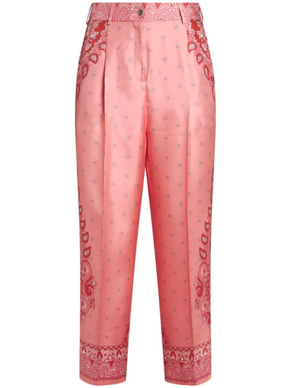 Paisley-Print Silk Trousers