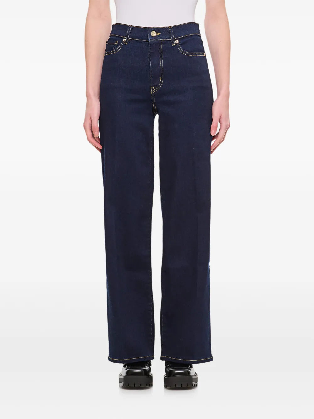 Contrast-Stitching Jeans