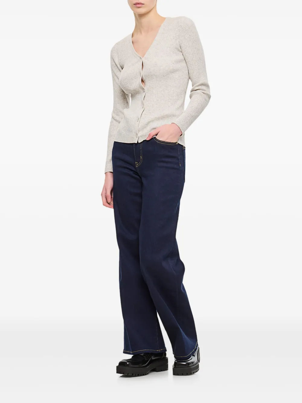 Contrast-Stitching Jeans
