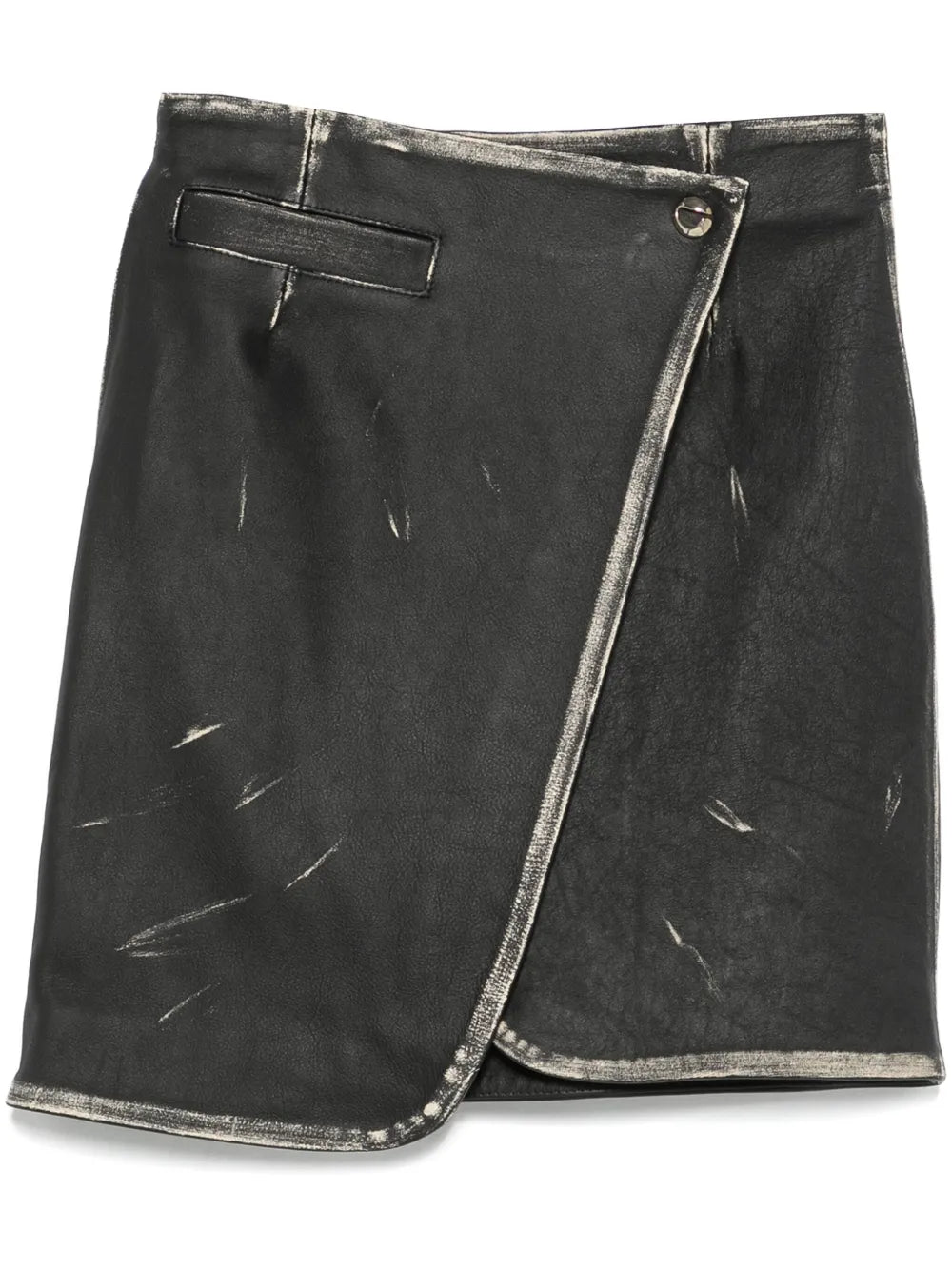 Leather Wraparound Mini Skirt