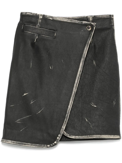 Leather Wraparound Mini Skirt