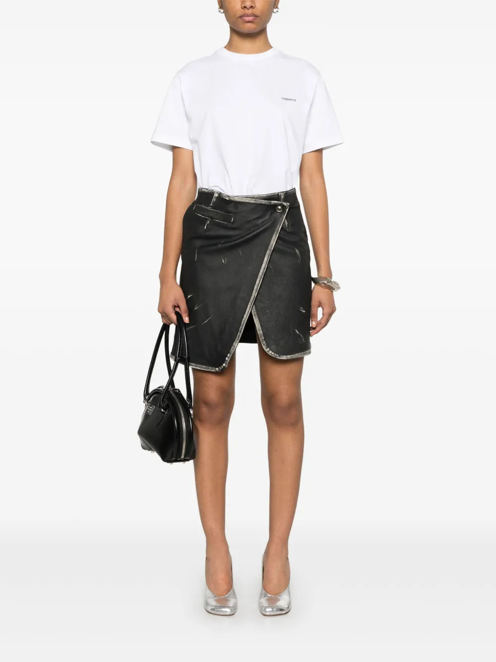 Leather Wraparound Mini Skirt