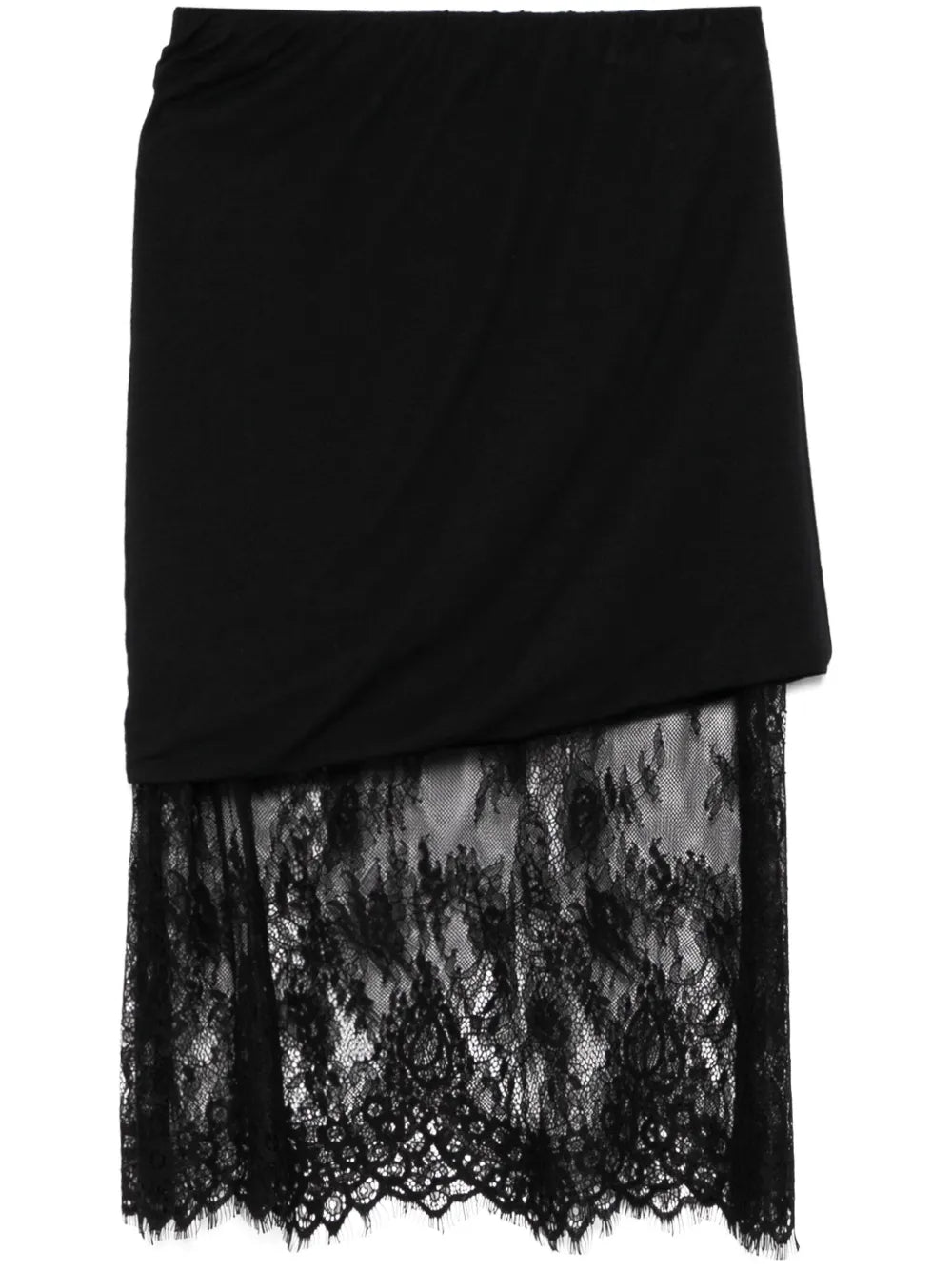 Lace-Panel Midi Skirt
