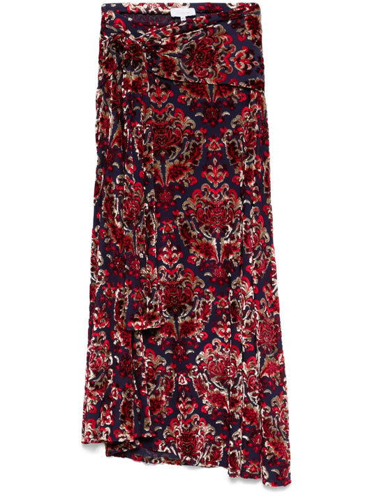 Flocked-Pattern Maxi Skirt
