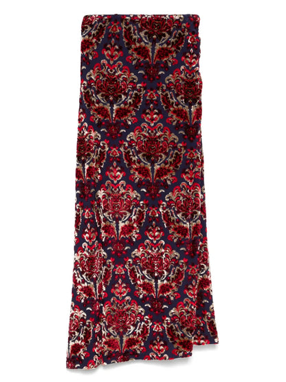 Flocked-Pattern Maxi Skirt