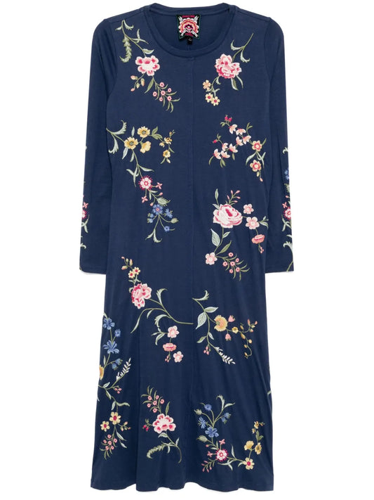 Raw-Seam Crew-Neck Dress