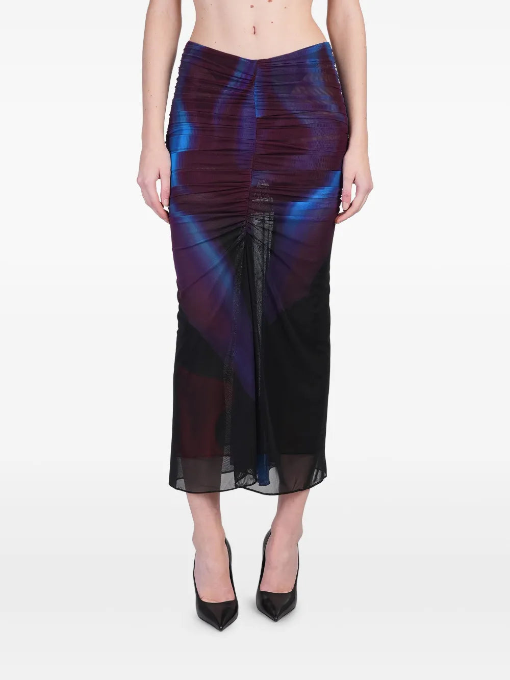 Ruched-Detail Midi Skirt