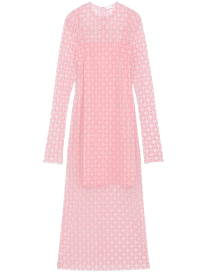 Flocked-Logo Midi Dress