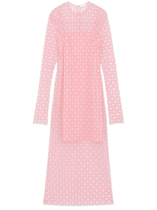Flocked-Logo Midi Dress