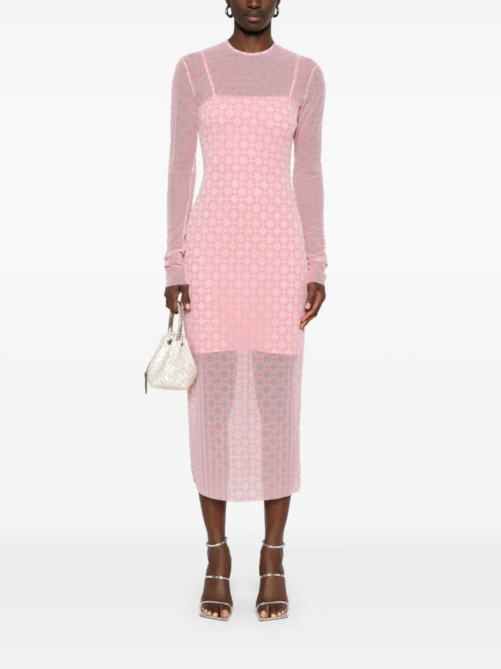 Flocked-Logo Midi Dress