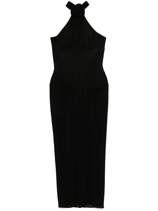 Halterneck Sheer Midi Dress