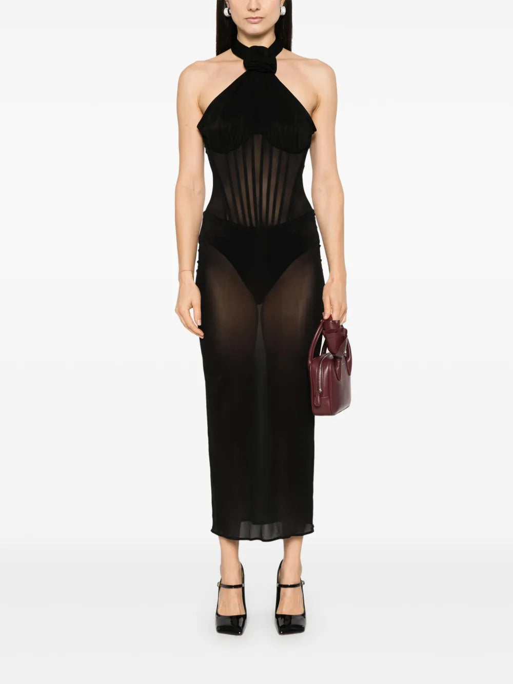 Halterneck Sheer Midi Dress