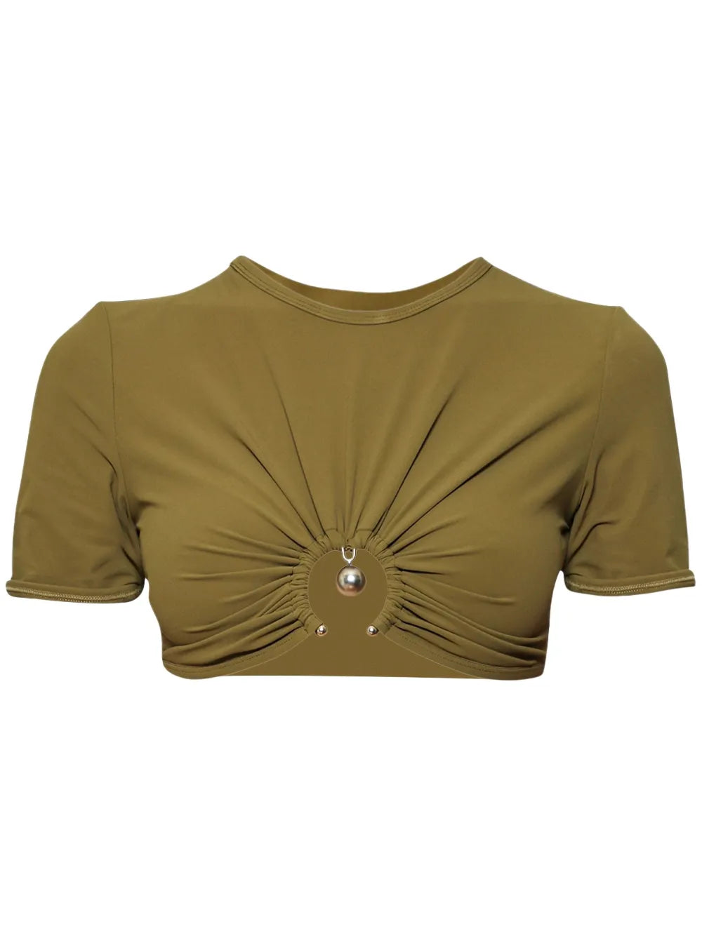 Ruched Orbit Crop Swim T-Shirt