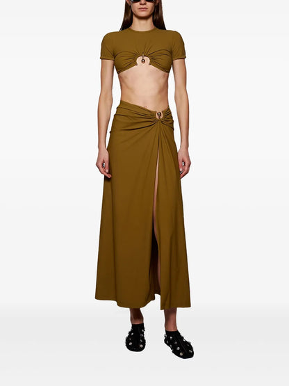 Ruched Orbit Crop Swim T-Shirt