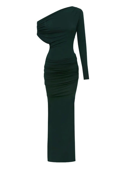 Asymmetric Draped Maxi Dress