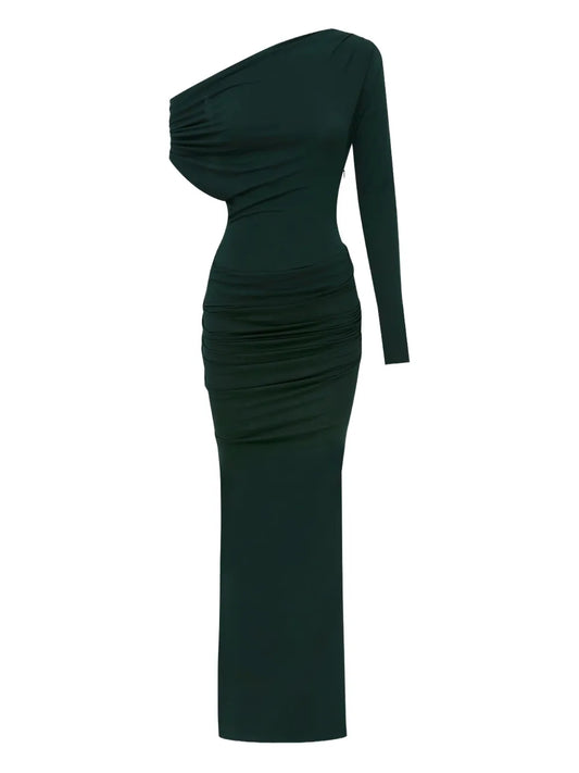 Asymmetric Draped Maxi Dress
