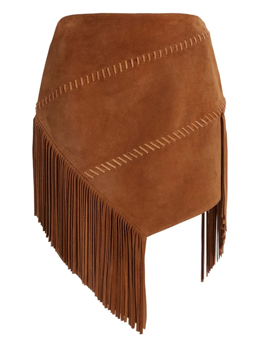 Suede Asymmetric Skirt