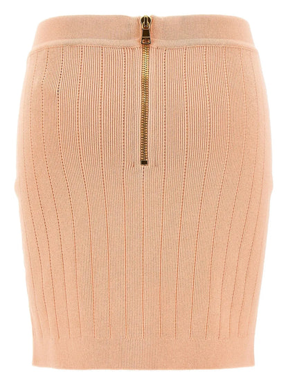 Buttoned Knitted Midi Skirt