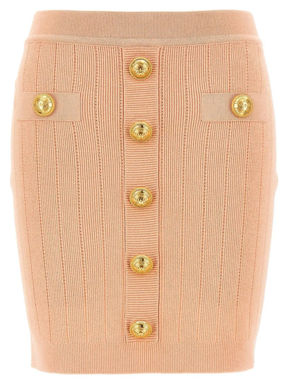 Buttoned Knitted Midi Skirt