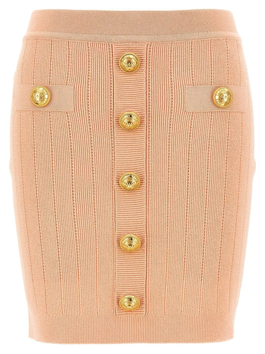 Buttoned Knitted Midi Skirt