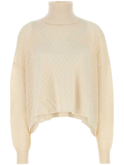 Pointelle-Knit Turtleneck Sweater