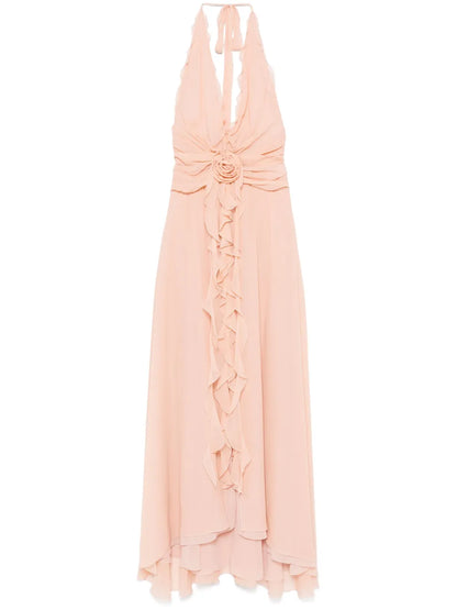 Floral-Appliqué Maxi Dress