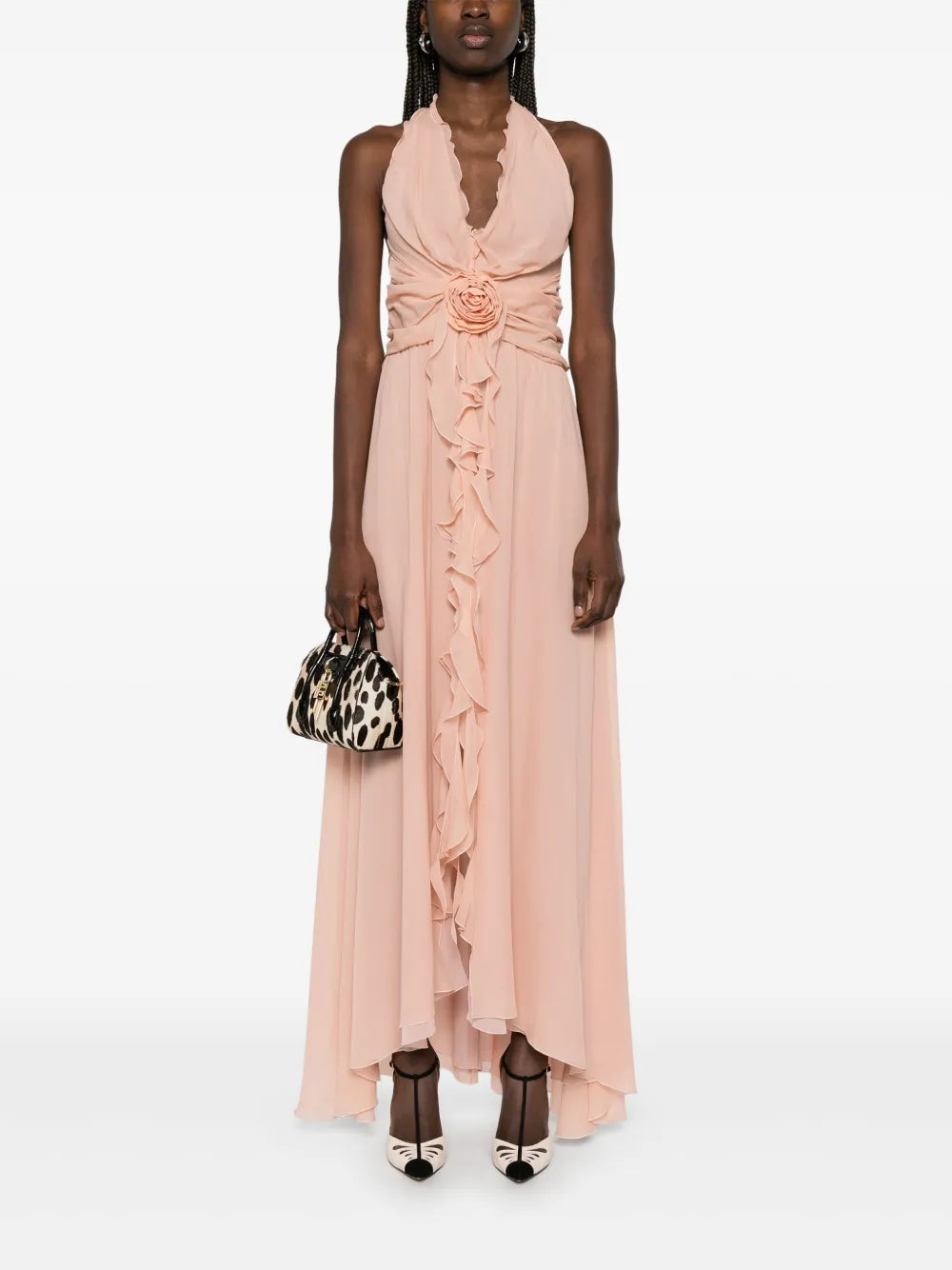 Floral-Appliqué Maxi Dress