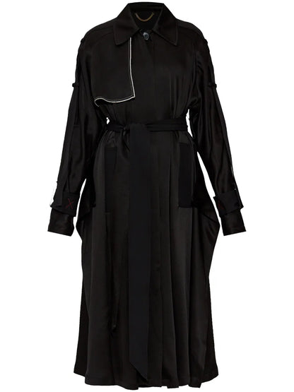 Contrast-Trim Trench Coat