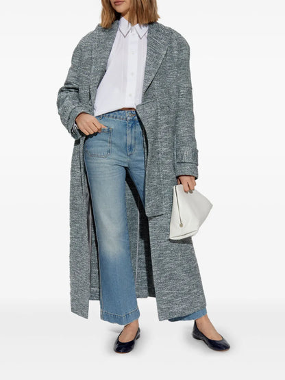 Raglan-Sleeve Single-Breasted Coat