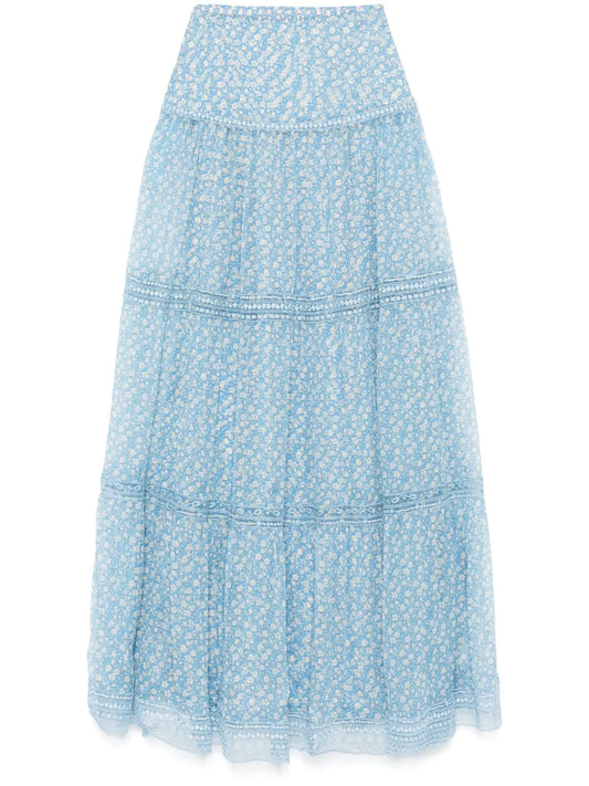 Valencienne Lace-Detail Maxi Skirt