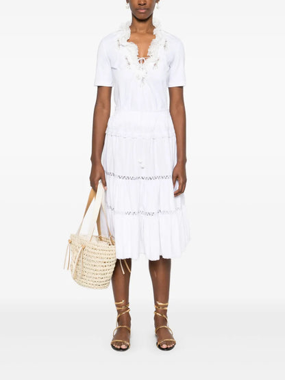 Lace-Detailed Midi Skirt