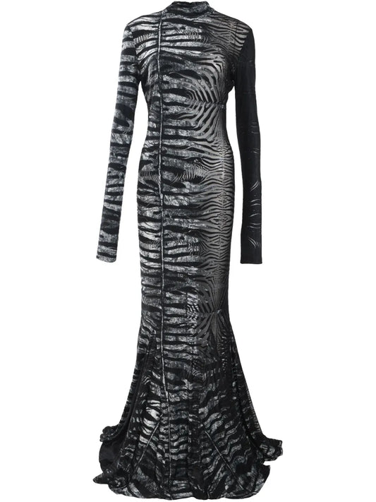 Zebra-Print Maxi Dress