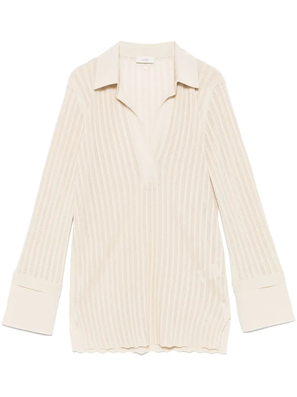 Ribbed-Knit Polo Top