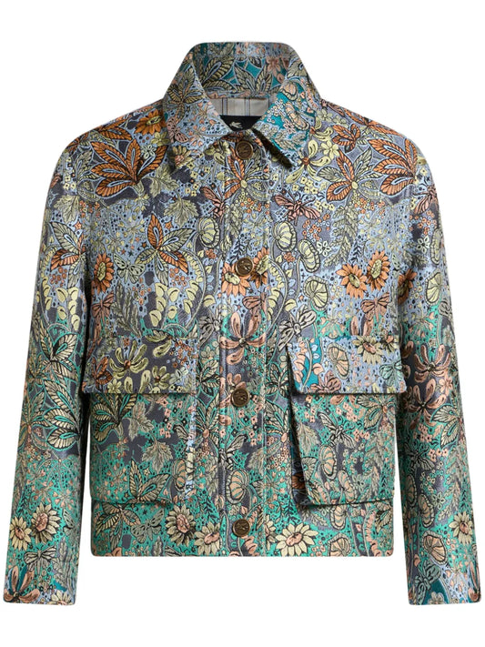 Floral-Jacquard Jacket