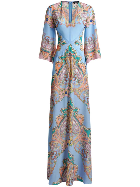 Paisley-Print Maxi Dress