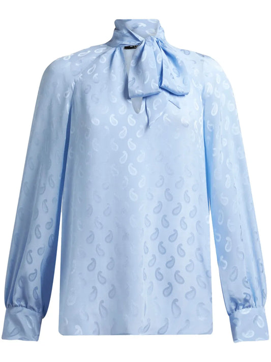 Paisley-Jacquard Silk Blouse