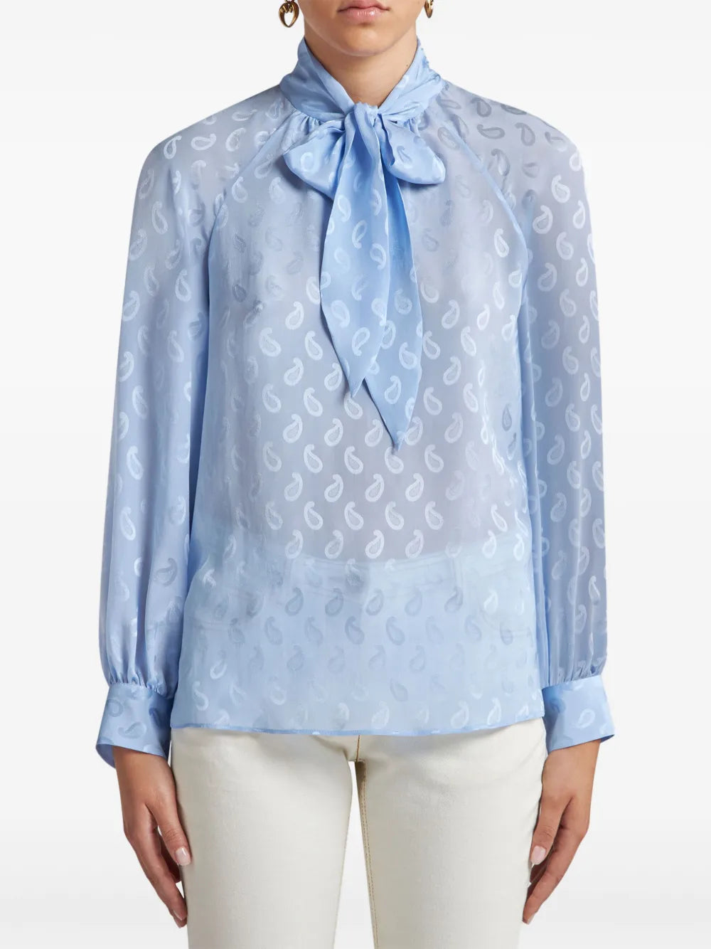Paisley-Jacquard Silk Blouse