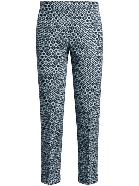 Floral-Jacquard Trousers