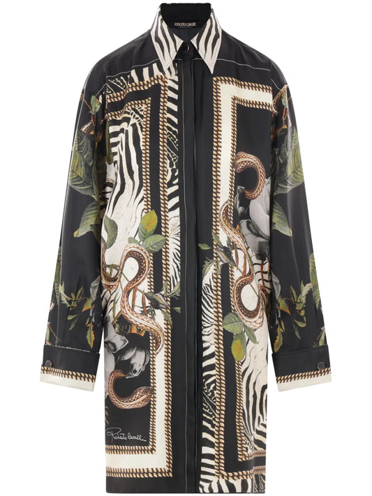 Jewellery Foulard-Print Silk Shirt Dress