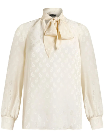 Paisley-Jacquard Silk Blouse