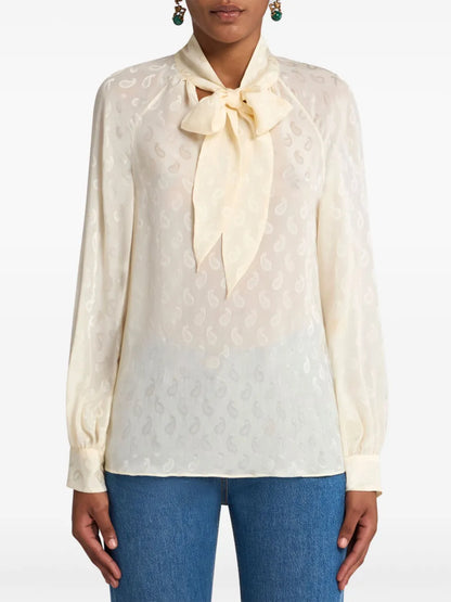 Paisley-Jacquard Silk Blouse